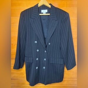 Vintage Pinstripe Casual Corner Blazer